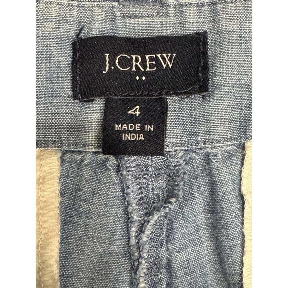 J.Crew Blue Chambray Scalloped Hem Chino Shorts Womens 4 Light Indigo Cotton
